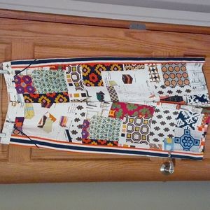 Tory Burch Sienna Scrapebook Print Silk Wide Leg Pants Sz 4